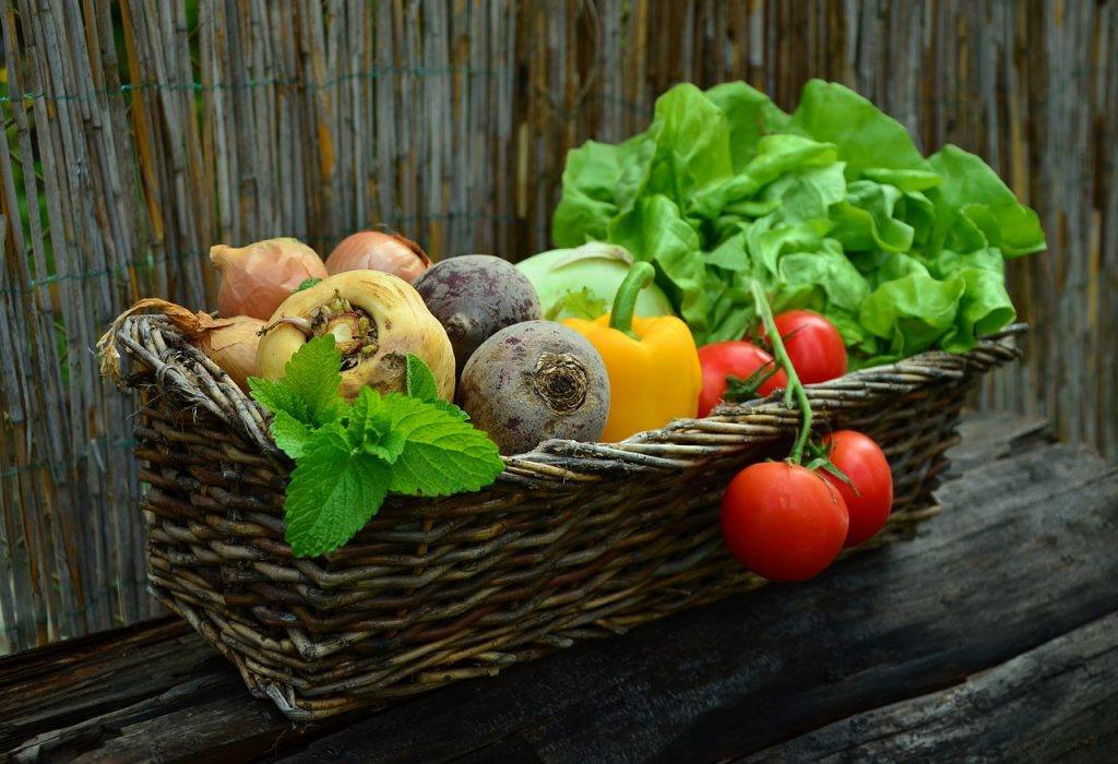 basket of raw vegetables